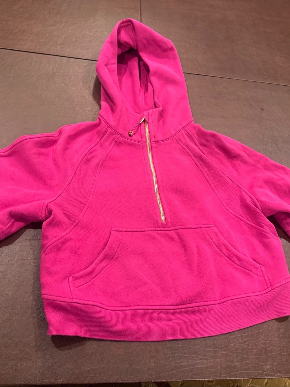 Lululemon Pink Hooded Pullover Jacket with Half-Zip scuba sweatshirt cropped